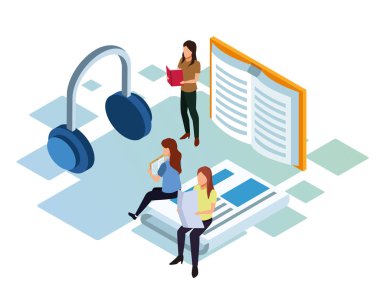 Bir grup küçük insan kitap okuyor.