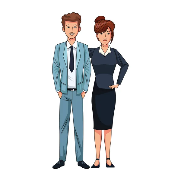 Young businessman and businesswoman icon, flat design — Stock Vector