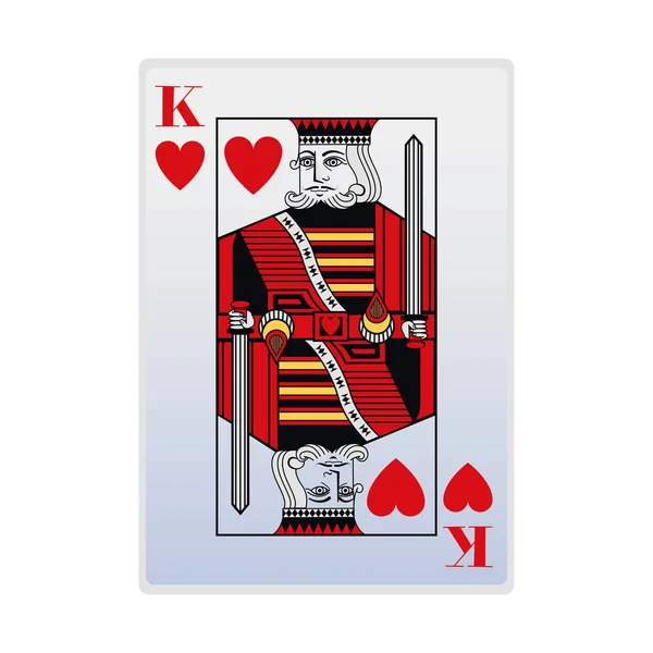 King of hearts card icon, flat design — Stock Vector