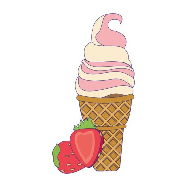 Çilekli dondurma konisi simgesi