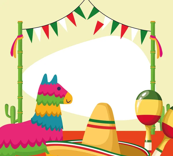 Mexicaanse pinata en hoed vector ontwerp — Stockvector