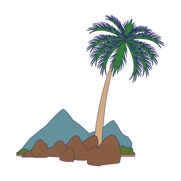 Stenar och palm ikon, platt design — Stock vektor