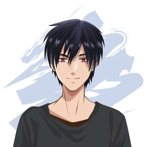 Young man anime style character — 스톡 벡터