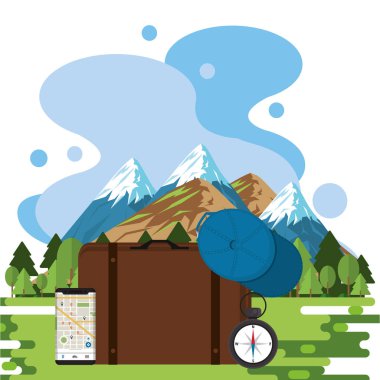 Yeryüzündeki simgelerle dünya seyahati sahnesi