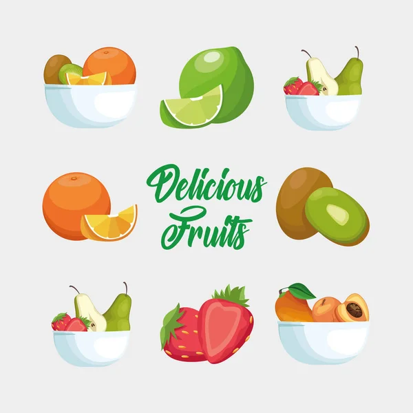 Isolated fruits icon set vector design — Stock Vector