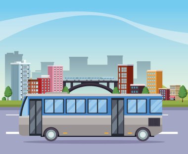 Yollu ve otobüslü binalar