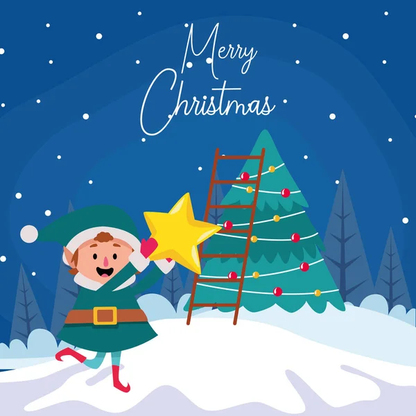 Αϊ-Βασίληδες και χριστουγεννιάτικο δέντρο, πολύχρωμο σχέδιο — Διανυσματικό Αρχείο