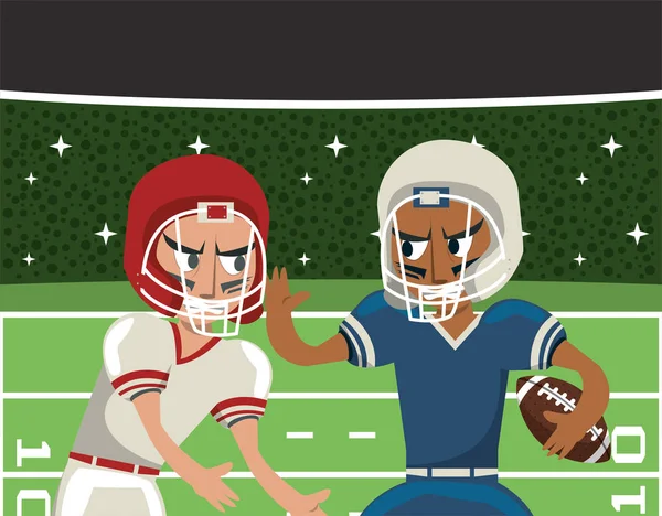 American-Football-Spieler spielen Charaktere — Stockvektor