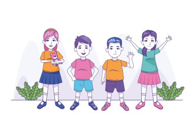 bir grup küçük çocuk karakter