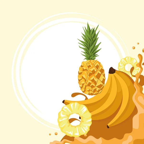 Ανανάδες και μπανάνες και χυμός — Διανυσματικό Αρχείο