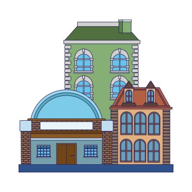 eski binalar simgesi, düz dizayn