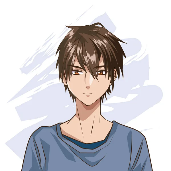 Jeune homme anime style personnage — Image vectorielle