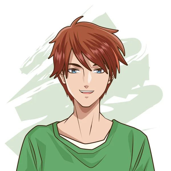 Jeune homme anime style personnage — Image vectorielle