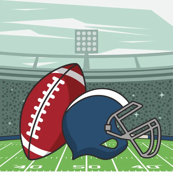 American Football Sporthelm und Ballon — Stockvektor