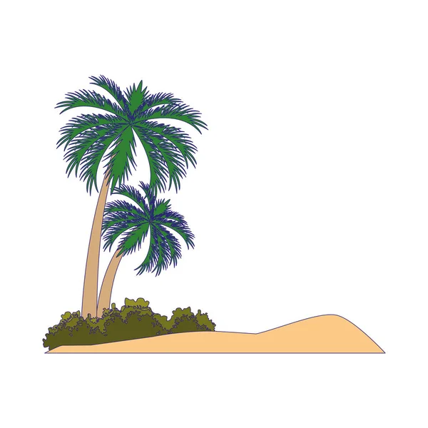 Palmiye simgeli plaj, düz tasarım — Stok Vektör