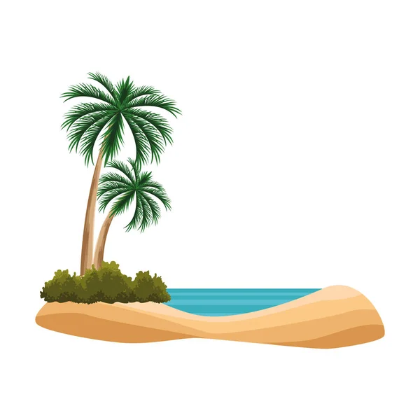 Strand mit Palmensymbol, flaches Design — Stockvektor