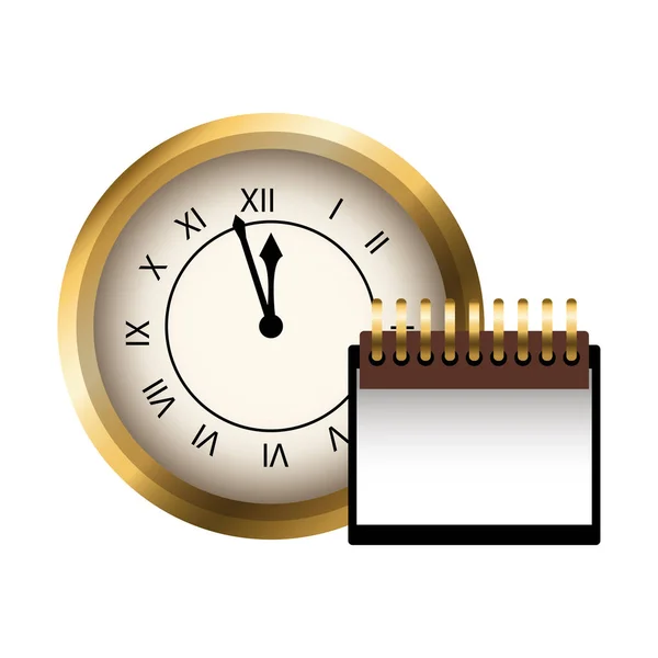 Vintage clock and blank calendar icon — Stock Vector