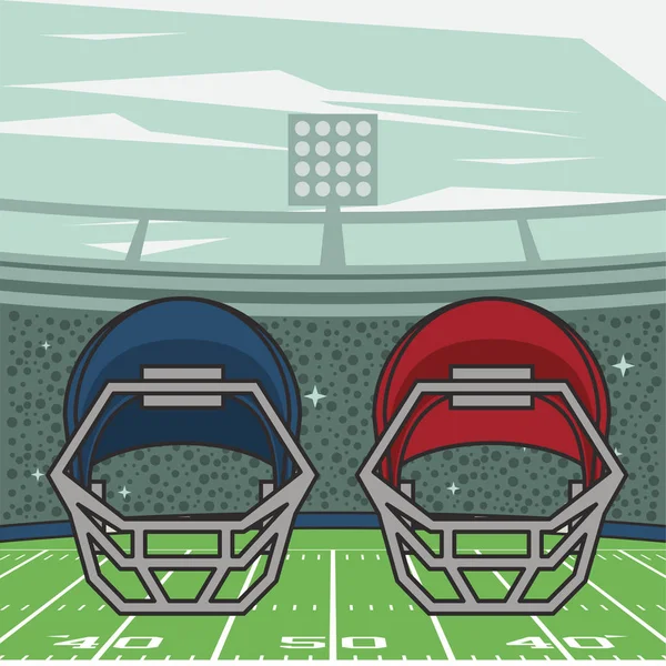 Futebol americano esporte capacetes ícones — Vetor de Stock