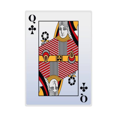 Klüp kartı ikonu kraliçesi, düz tasarım