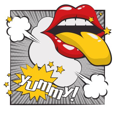 poster pop sanat tarzı ve kadın ağzı.