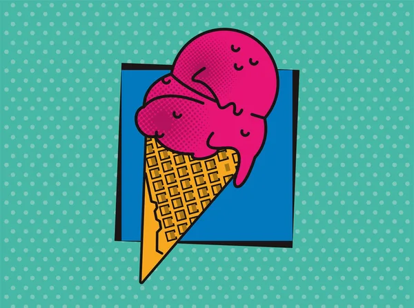 Estilo pop art cartaz com sorvete —  Vetores de Stock