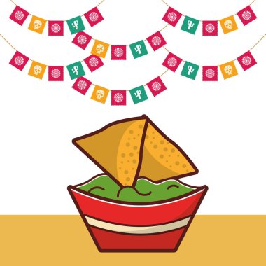 Guacamole soslu nefis Meksika yemekleri.