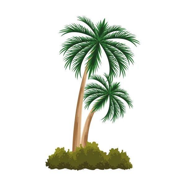 Palms and bushes icon, flat design — ストックベクタ