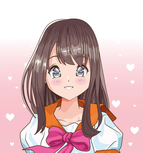 Young woman anime style character — 스톡 벡터