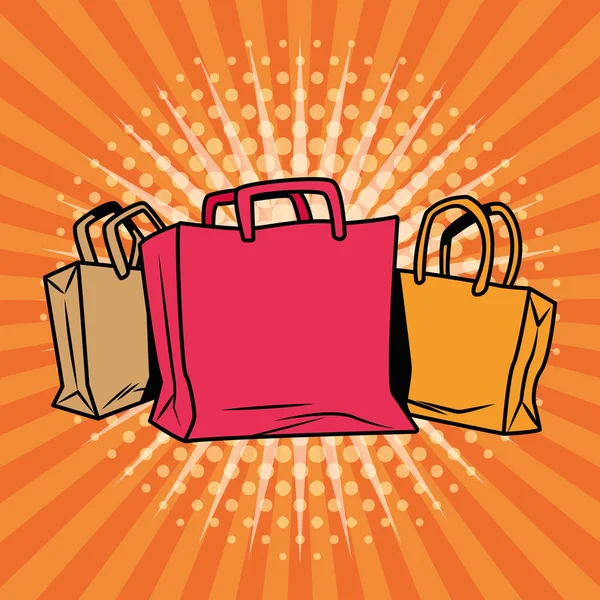 Shopping bags pop art style — Stock Vector