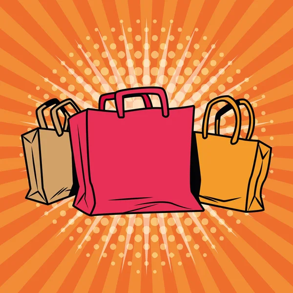 Bolsas de compras pop estilo de arte — Vector de stock