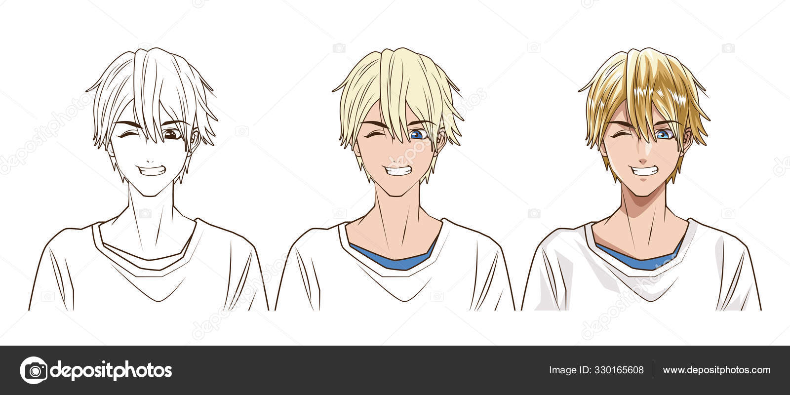 Premium Vector | Drawing process of young woman anime style character  vector illustration design