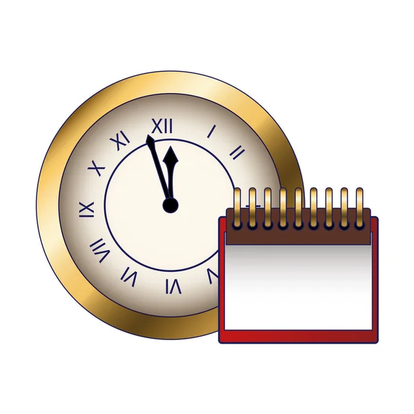 Retro hodiny a prázdná ikona kalendáře, barevný design — Stockový vektor