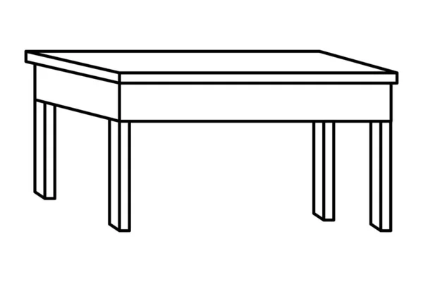 Office wooden desk furniture cartoon in black and white — ストックベクタ