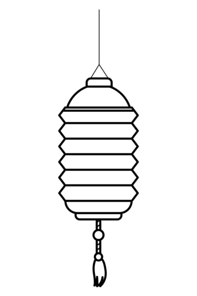 Lanterne chinoise suspendue à la lumière en noir et blanc — Image vectorielle