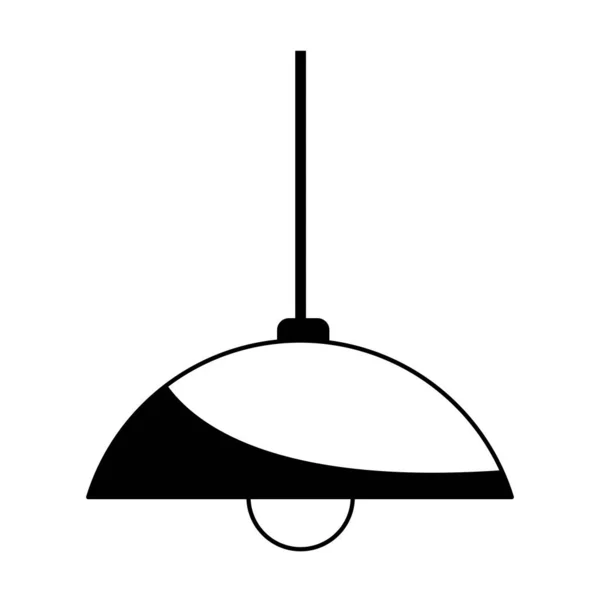 Tak hängande ljus lampa tecknad i svart och vitt — Stock vektor