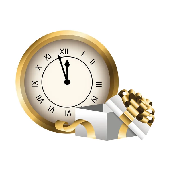 Ikona rocznika zegar i pudełko prezentów — Wektor stockowy