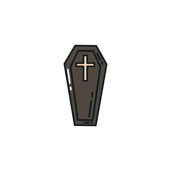 Cercueil d'Halloween icône plate en bois — Image vectorielle