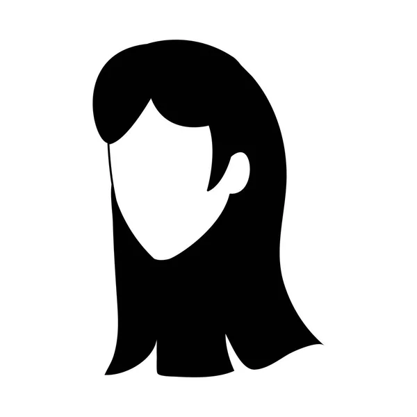 Mujer avatar con icono de pelo largo, diseño plano — Vector de stock