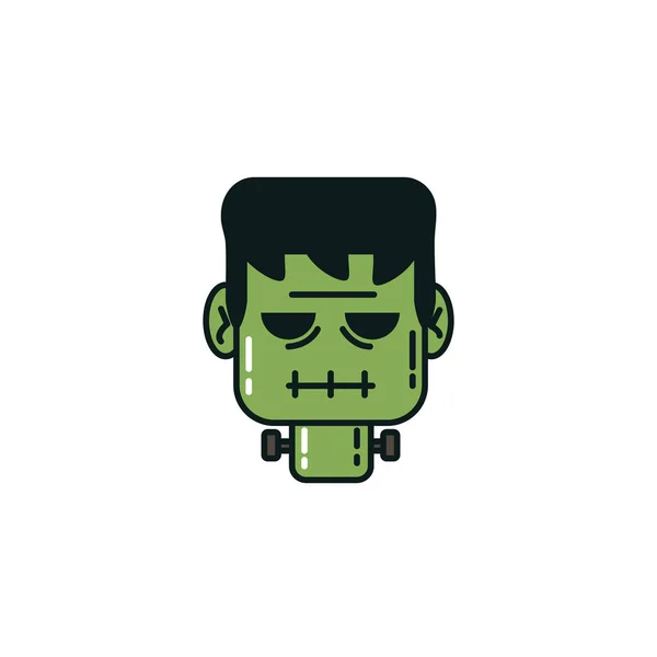 Frankenstein face halloween flat character — Stock Vector