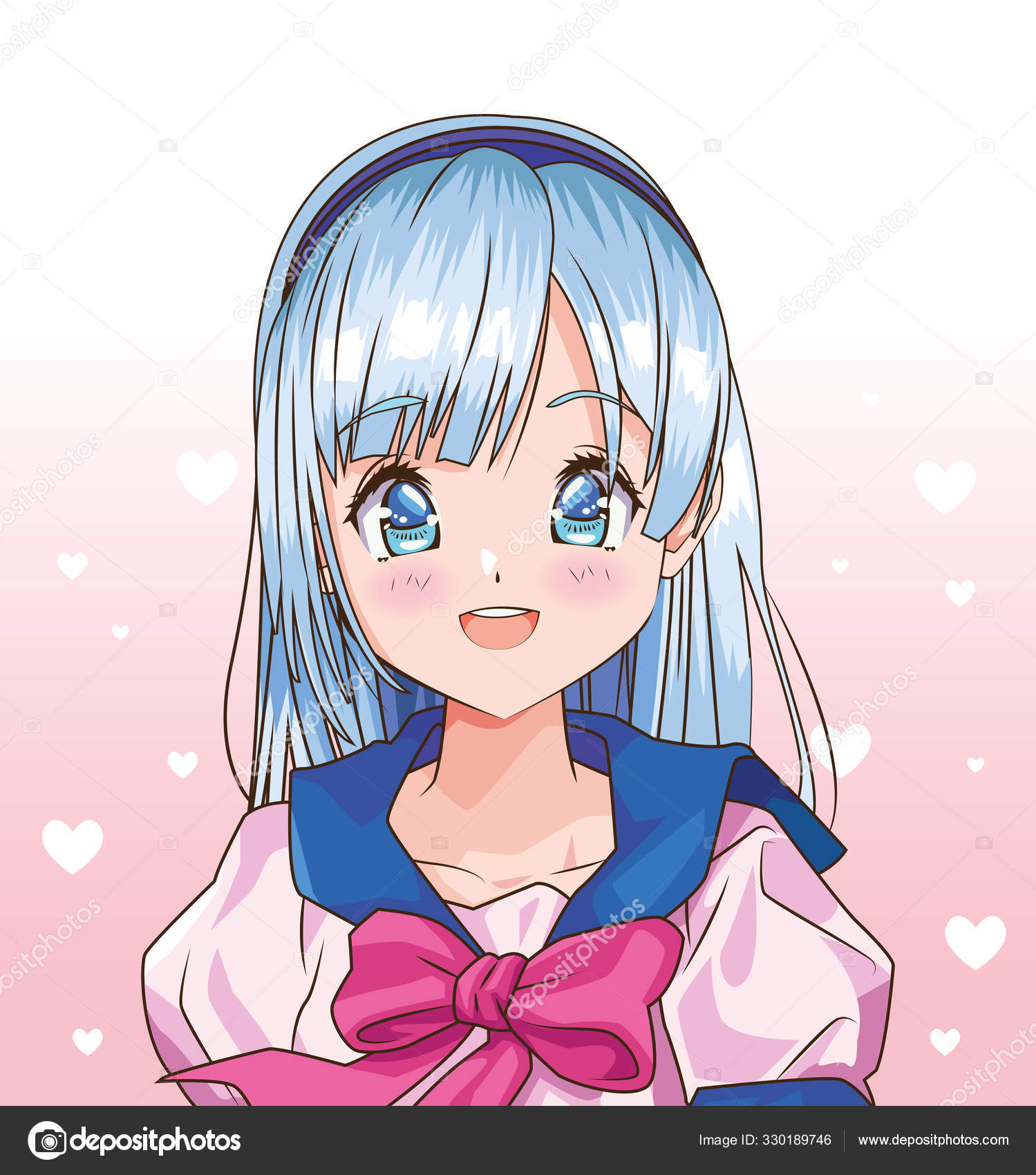 Anime-style eyes cute pretty girl anime manga - Stock