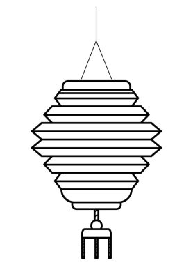 Çin kağıt feneri siyah beyaz ışıkta sallanıyor