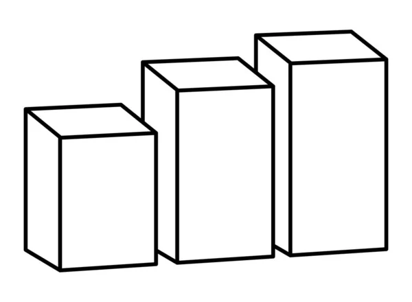 Isometrische Statistikbalken grafisches Symbol in Schwarz-Weiß — Stockvektor