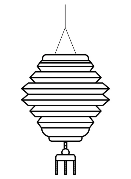 Linterna de papel china que cuelga la luz en blanco y negro — Vector de stock