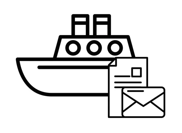 Obálka s lodní lodí — Stockový vektor