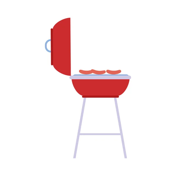 Barbecue avec saucisses, design plat — Image vectorielle