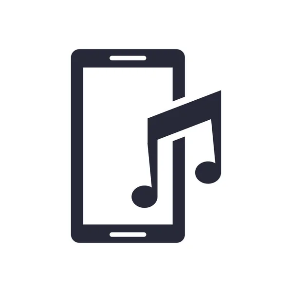 Dispositivo smartphone con nota musical — Vector de stock