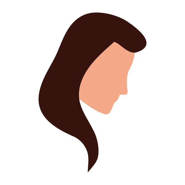 Avatar vrouw gezicht pictogram, plat ontwerp — Stockvector