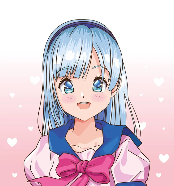 Young woman anime style character — 스톡 벡터