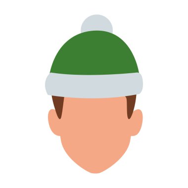 Christmas şapkalı Avatar çocuk, renkli düz tasarım.