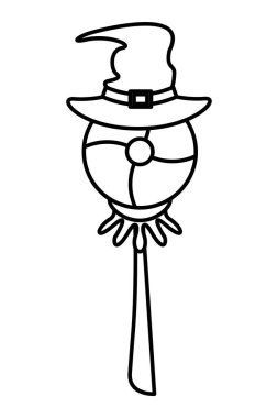 Cadılar bayramı tatlı şeker lolipopu ve cadı şapkası